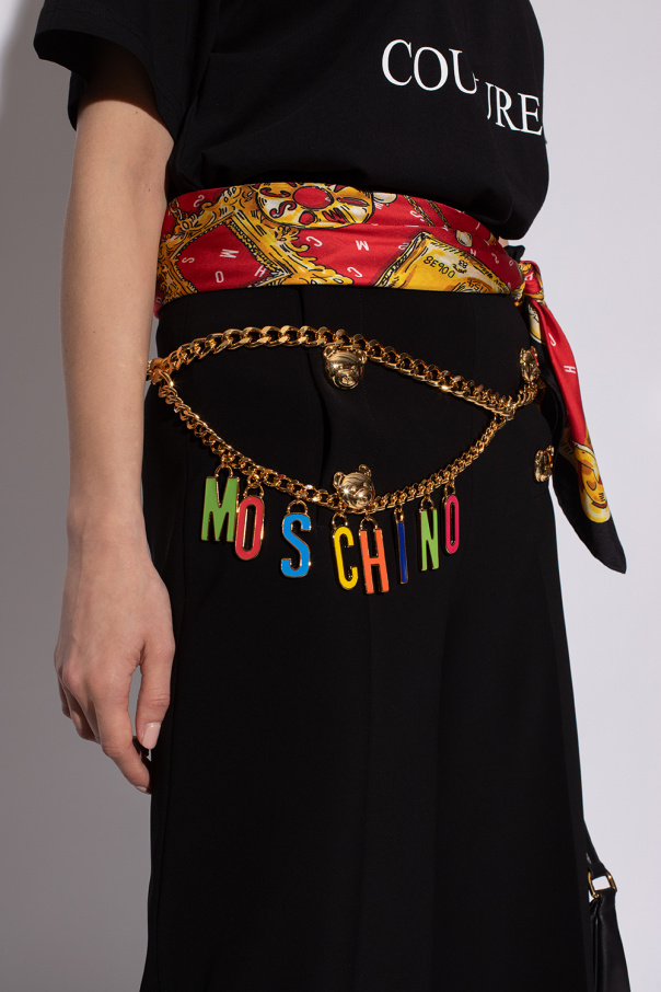 【関税&送料込】Moschino Belt With Pearls Moschino Pearl gold-tone logo belt - Black - Women